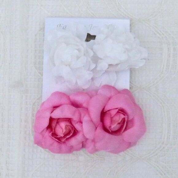 Pink and White Flower Post Earrings for Women in Spring, Gift for Woman - Picture 1 of 6